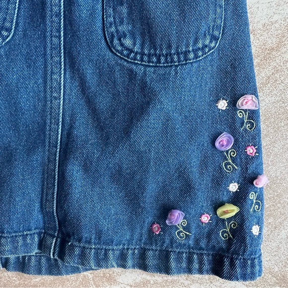 Vintage Embroidered Denim Skirt - Blue - Picture 3 of 7